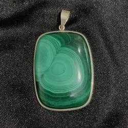 Pendentif en Malachite monté sur Argent 925 -3 | Dans les yeux de Gaïa