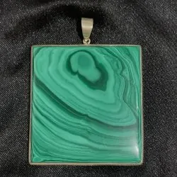 Pendentif en Malachite monté sur Argent 925 -11| Dans les yeux de Gaïa