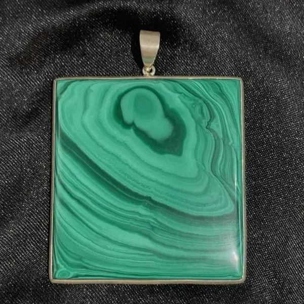 Pendentif en Malachite monté sur Argent 925 -11| Dans les yeux de Gaïa