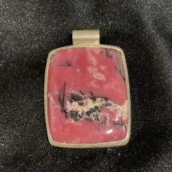 Pendentif Rhodonite en Argent 925 -4| Pendentifs en Minéraux | Dans les yeux de Gaïa