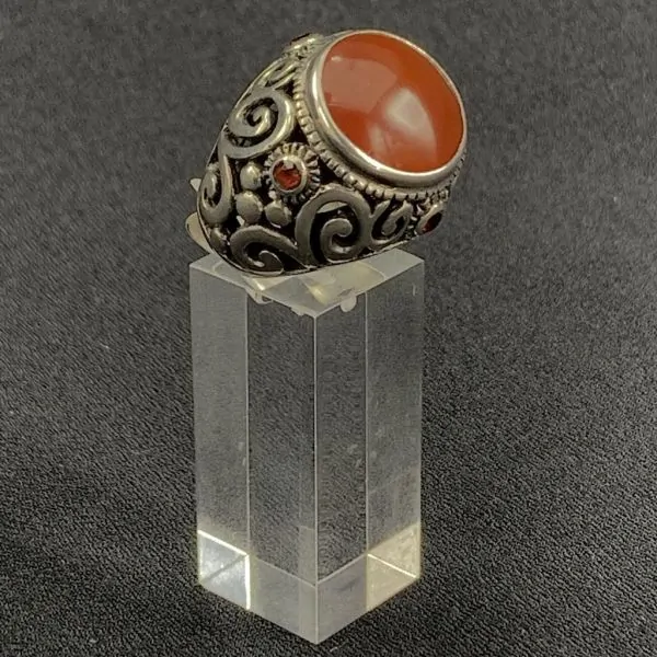 Bague en Cornaline serti en Argent 925 | Dans les yeux de Gaïa