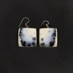 Boucles d'oreilles en Agate Dendritique montées sur Argent -4