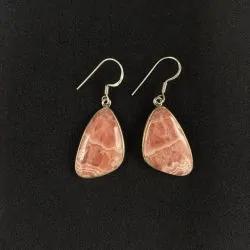 Boucles d'oreilles en Rhodochrosite montées sur Argent, photo 1 | Dans les Yeux de Gaia