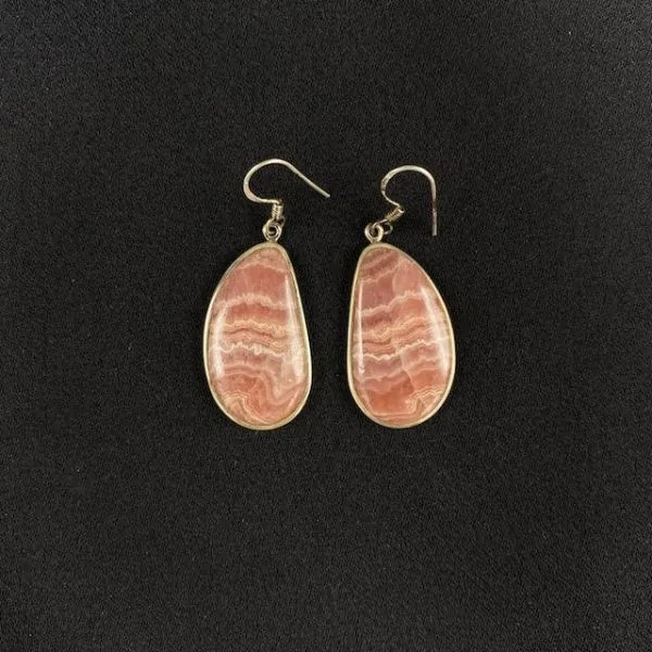 Boucles d'oreilles en Rhodochrosite montées sur Argent, photo 1 | Dans les Yeux de Gaia