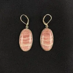 Boucles d'oreilles en Rhodochrosite montées sur Argent, photo 1 | Dans les Yeux de Gaia