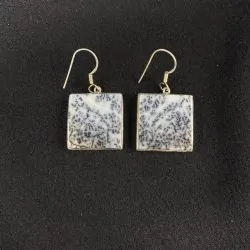 Boucles d'oreilles en Agate Dendritique montées sur Argent -1