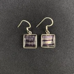 Boucles d'oreilles en Fluorite montées sur Argent, photo 1 | Dans les Yeux de Gaia
