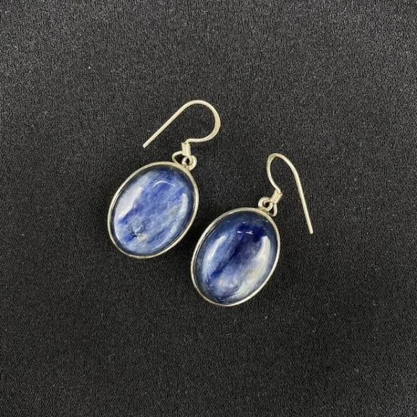 Boucles d'oreilles en Cyanite montées sur Argent, photo 1 | Dans les Yeux de Gaia