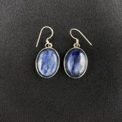 Boucles d'oreilles en Cyanite montées sur Argent, photo 2 | Dans les Yeux de Gaia