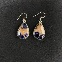 Boucles d'oreilles en Sodalite montées sur Argent, photo 1 | Dans les Yeux de Gaia