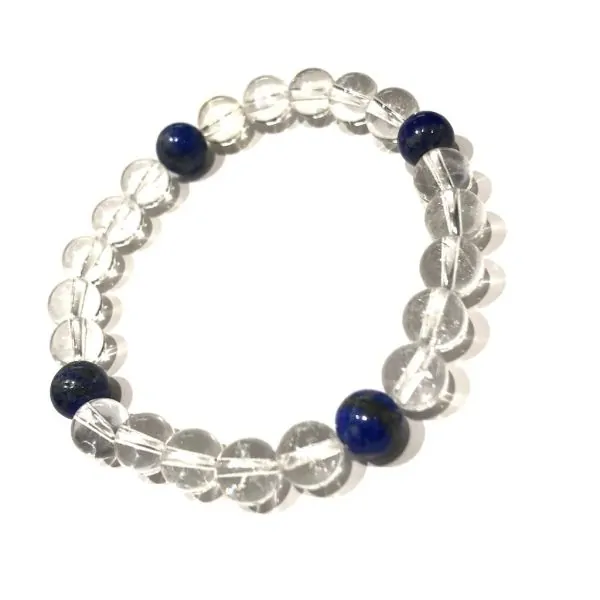 Bracelet Lapis Lazuli et Cristal de Roche 8mm, photo 1 | Dans les Yeux de Gaia