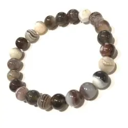 Bracelet Agate du Botswana perles rondes 8mm | Dans les yeux de Gaïa