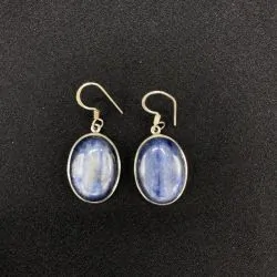 Boucles d'oreilles en Cyanite montées sur Argent -1| Dans les yeux de Gaïa