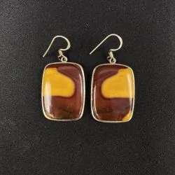 Boucles d'oreilles en Mokaite montées sur Argent, photo 1 | Dans les Yeux de Gaia