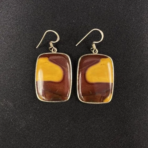 Boucles d'oreilles en Mokaite montées sur Argent, photo 1 | Dans les Yeux de Gaia