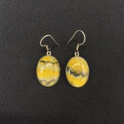 Boucles d'oreilles en Orpiment montées sur Argent -1| Dans les yeux de Gaïa