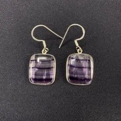 Boucles d'oreilles en Fluorite montées sur Argent -1 | Dans les yeux de Gaïa