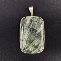 Pendentif en Séraphinite serti sur Argent 925 -12| Pendentifs en Minéraux | Dans les yeux de Gaïa