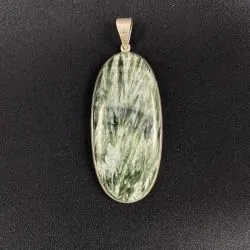 Pendentif en Séraphinite serti sur Argent 925 -11| Pendentifs en Minéraux | Dans les yeux de Gaïa