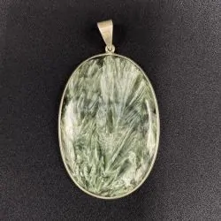 Pendentif en Séraphinite serti sur Argent 925 -9| Pendentifs en Minéraux | Dans les yeux de Gaïa