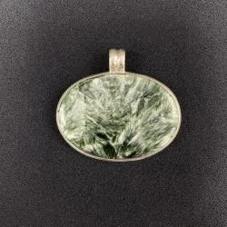 Pendentif en Séraphinite serti sur Argent 925 -8| Pendentifs en Minéraux | Dans les yeux de Gaïa