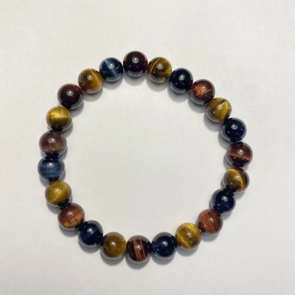 Bracelet Oeil de Tigre, Taureau et Faucon 8mm | Dans les yeux de Gaïa