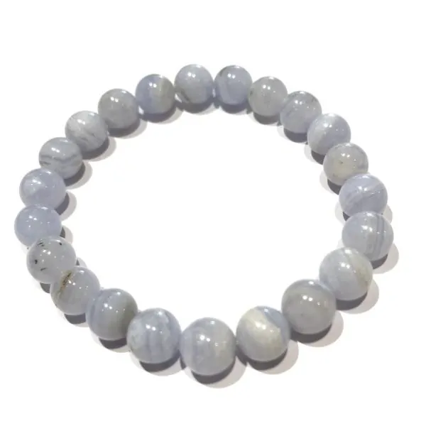 Bracelet Calcédoine bleue perles rondes 8mm | Dans les yeux de Gaïa