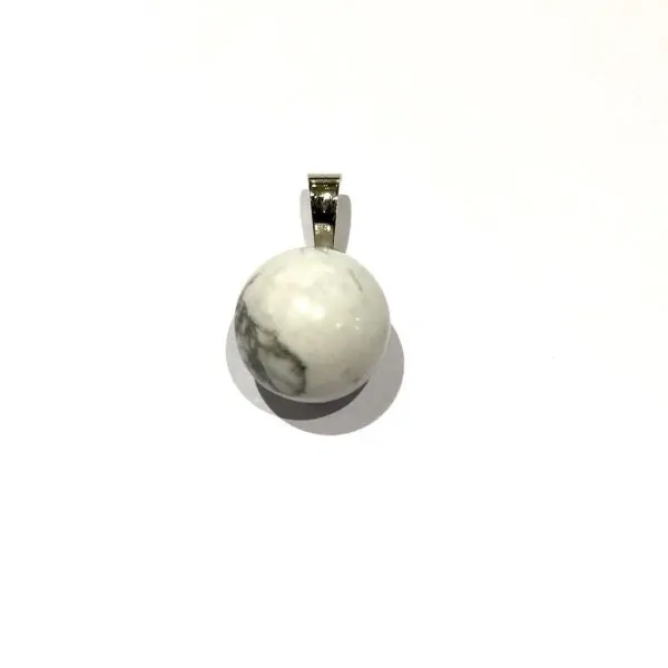 Pendentif boule en Howlite | Pendentifs en Minéraux | Dans les yeux de Gaïa