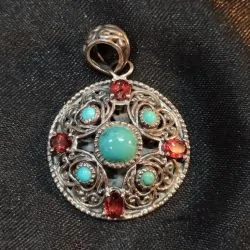 Pendentif Turquoise et Grenat