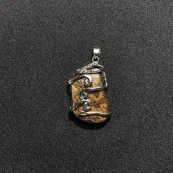 Pendentif Bronzite Serti sur Métal Argenté -4 | Dans les yeux de Gaïa