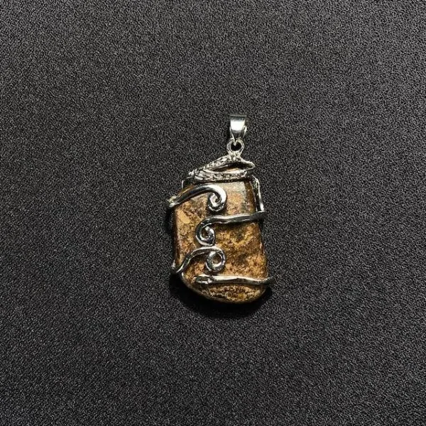 Pendentif Bronzite Serti sur Métal Argenté -4 | Dans les yeux de Gaïa