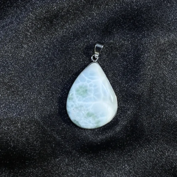Pendentif Larimar en Métal Argenté -7  | Dans les yeux de Gaïa
