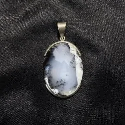 Pendentif en Agate Dendritique Serti en Argent 925 -10| Pendentifs en Minéraux | Dans les yeux de Gaïa