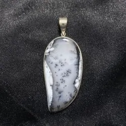 Pendentif en Agate Dendritique Serti en Argent 925 -8| Pendentifs en Minéraux | Dans les yeux de Gaïa