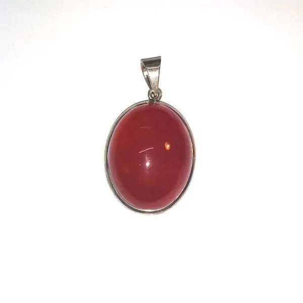Pendentif en Cornaline serti en argent 925 -2 | Dans les yeux de Gaïa