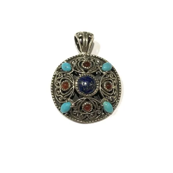 Pendentif Turquoise Cornaline et Lapis Lazuli -1 | Dans les yeux de Gaïa