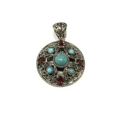 Pendentif Turquoise et Grenat | Pendentifs en Minéraux | Dans les yeux de Gaïa
