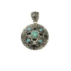 Pendentif Turquoise et Quartz fumé | Pendentifs en Minéraux | Dans les yeux de Gaïa