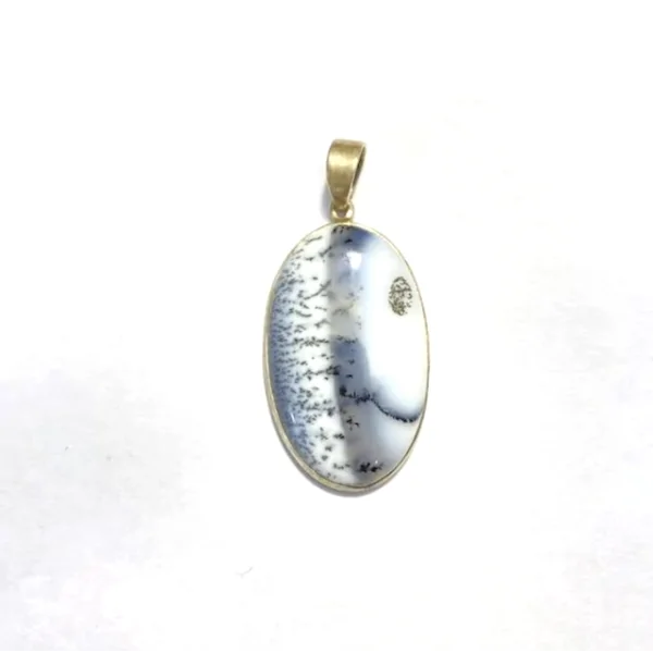 Pendentif en Agate Dendritique Serti en Argent 925 -4 | Dans les yeux de Gaïa