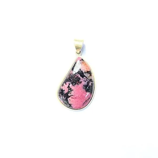 Pendentif Rhodonite en Argent 925 -2| Pendentifs en Minéraux | Dans les yeux de Gaïa