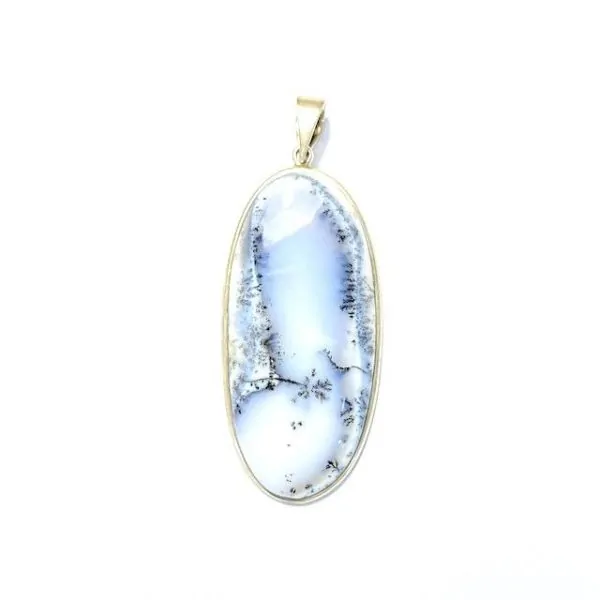 Pendentif en Agate Dendritique Serti en Argent 925 -3| Pendentifs en Minéraux | Dans les yeux de Gaïa