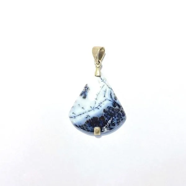 Pendentif en Agate Dendritique Serti en Argent 925 -2| Pendentifs en Minéraux | Dans les yeux de Gaïa