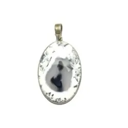 Pendentif en Agate Dendritique Serti en Argent 925 -6| Pendentifs en Minéraux | Dans les yeux de Gaïa