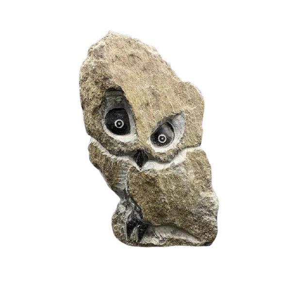 Tête de Hibou en Serpentine - Sculpture | Dans les yeux de Gaïa