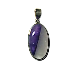 Pendentif en Améthyste et Calcite serti en Argent 925 -5 | Dans les yeux de Gaïa