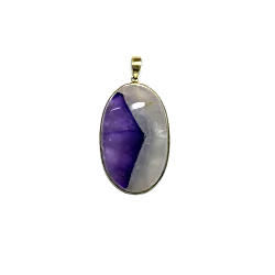 Pendentif en Améthyste et Calcite serti en Argent 925 -3 | Dans les yeux de Gaïa