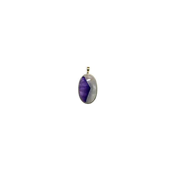 Pendentif en Améthyste et Calcite serti en Argent 925 -3 | Dans les yeux de Gaïa