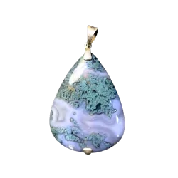 Pendentif Agate Mousse serti en Argent 925 -2| Pendentifs en Minéraux | Dans les yeux de Gaïa