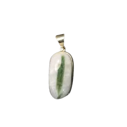 Pendentif Calcite et Tourmaline Verte Serti sur Argent 925 -1