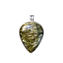 Pendentif en Séraphinite serti sur Argent 925 -3| Pendentifs en Minéraux | Dans les yeux de Gaïa